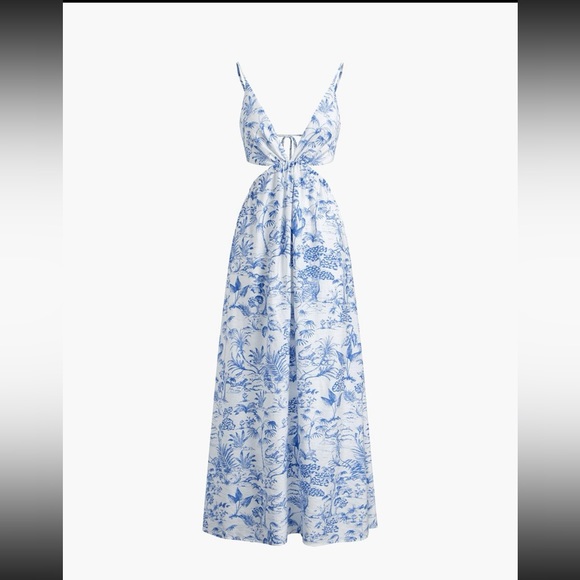 Toile de jouy open back long Dress!! - Picture 4 of 5